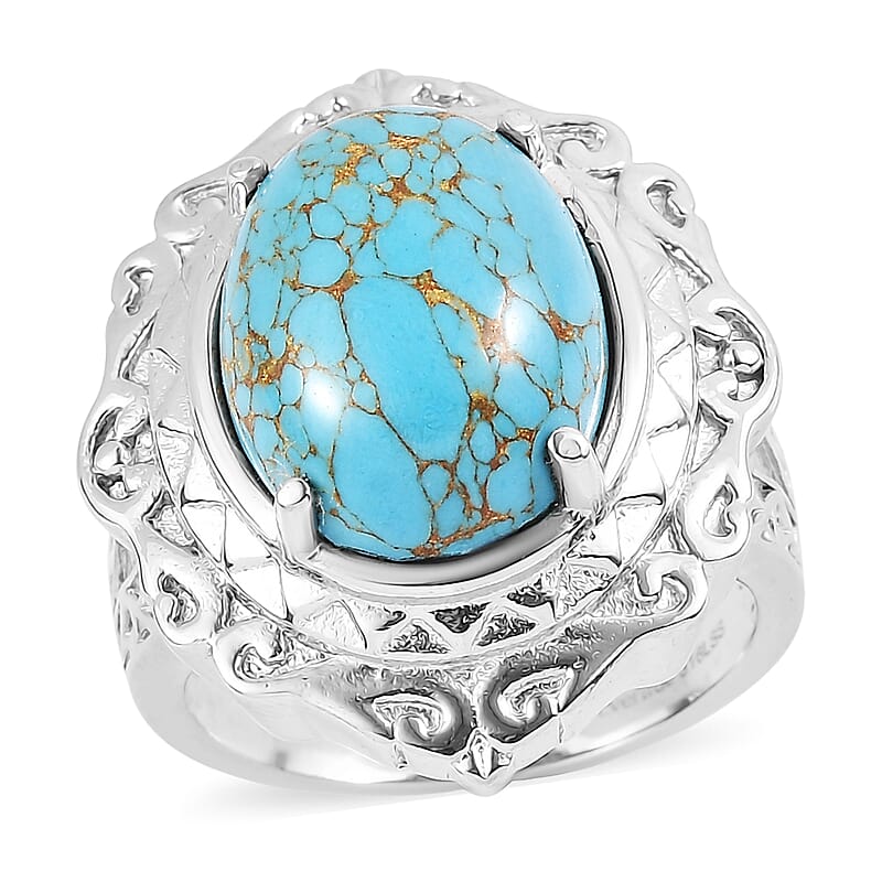 EverTrue Mojave Blue Turquoise Ring in Stainless Steel (Size 10.0) 8.60 ctw