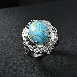 EverTrue Mojave Blue Turquoise Ring in Stainless Steel (Size 10) 8.60 ctw