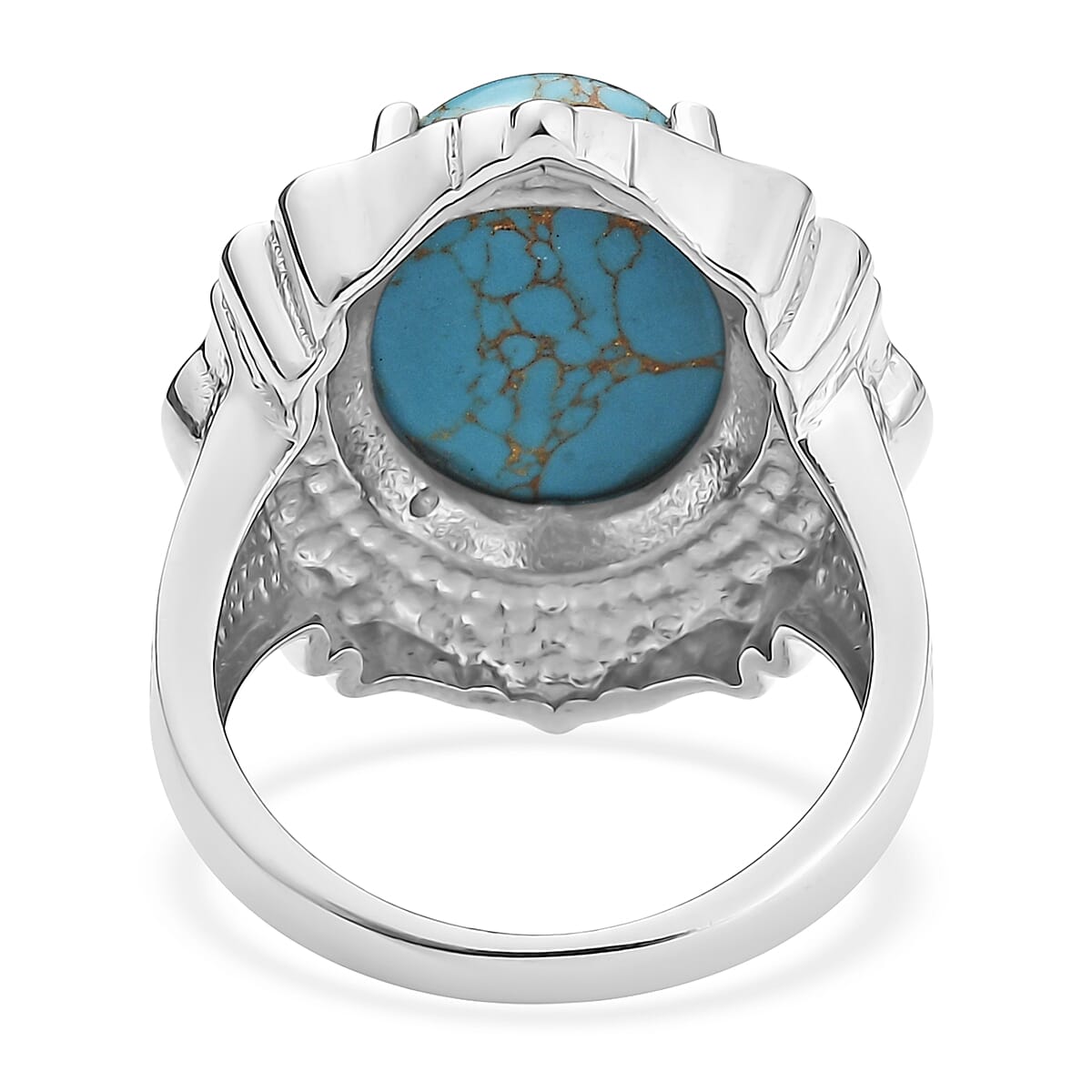 EverTrue Mojave Blue Turquoise Ring in Stainless Steel (Size 10.0) 8.60 ctw image number 4