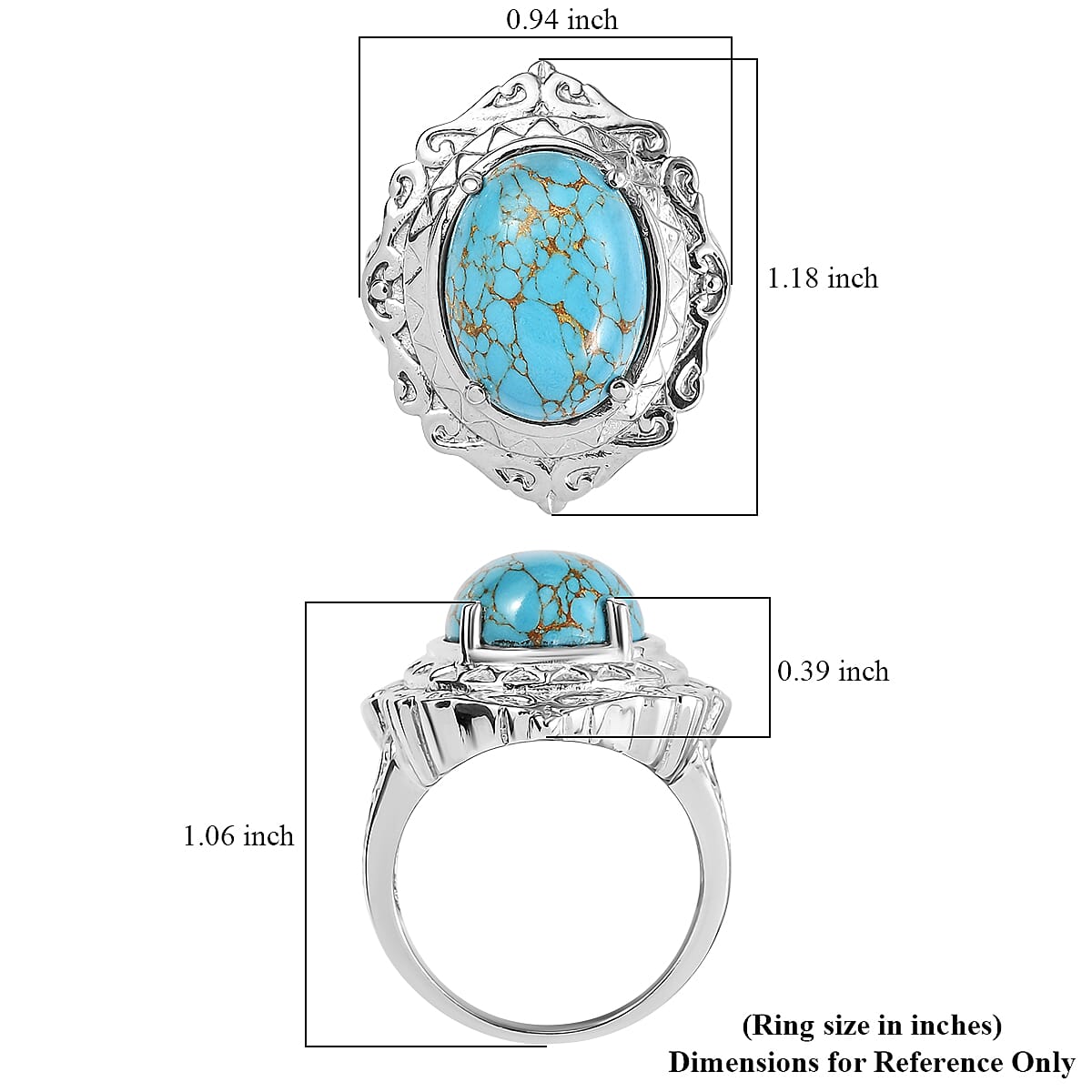 EverTrue Mojave Blue Turquoise Ring in Stainless Steel (Size 10.0) 8.60 ctw image number 5