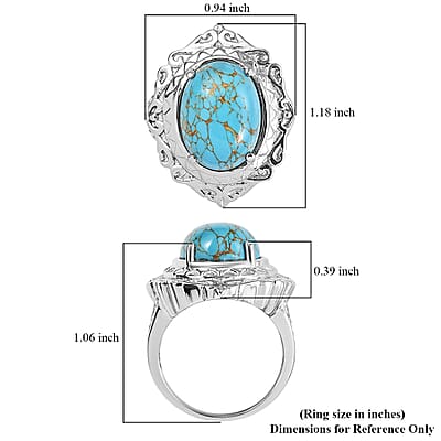 EverTrue Mojave Blue Turquoise Ring in Stainless Steel (Size 10.0) 8.60 ctw