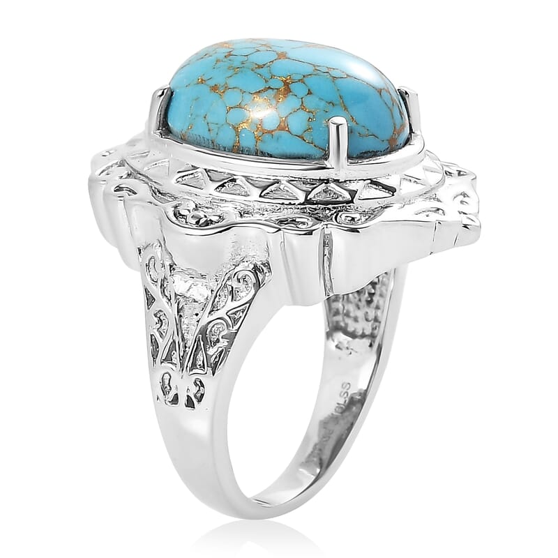 EverTrue Mojave Blue Turquoise Ring in Stainless Steel (Size 5.0) 8.60 ctw