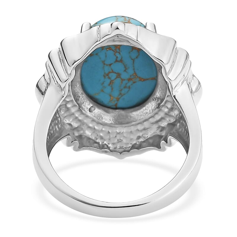EverTrue Mojave Blue Turquoise Ring in Stainless Steel (Size 5.0) 8.60 ctw