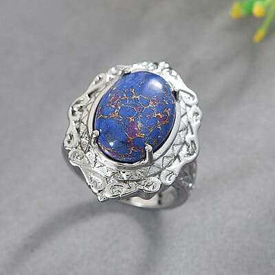 EverTrue Mojave Purple Turquoise Ring in Stainless Steel (Size 10.0) 7.60 ctw