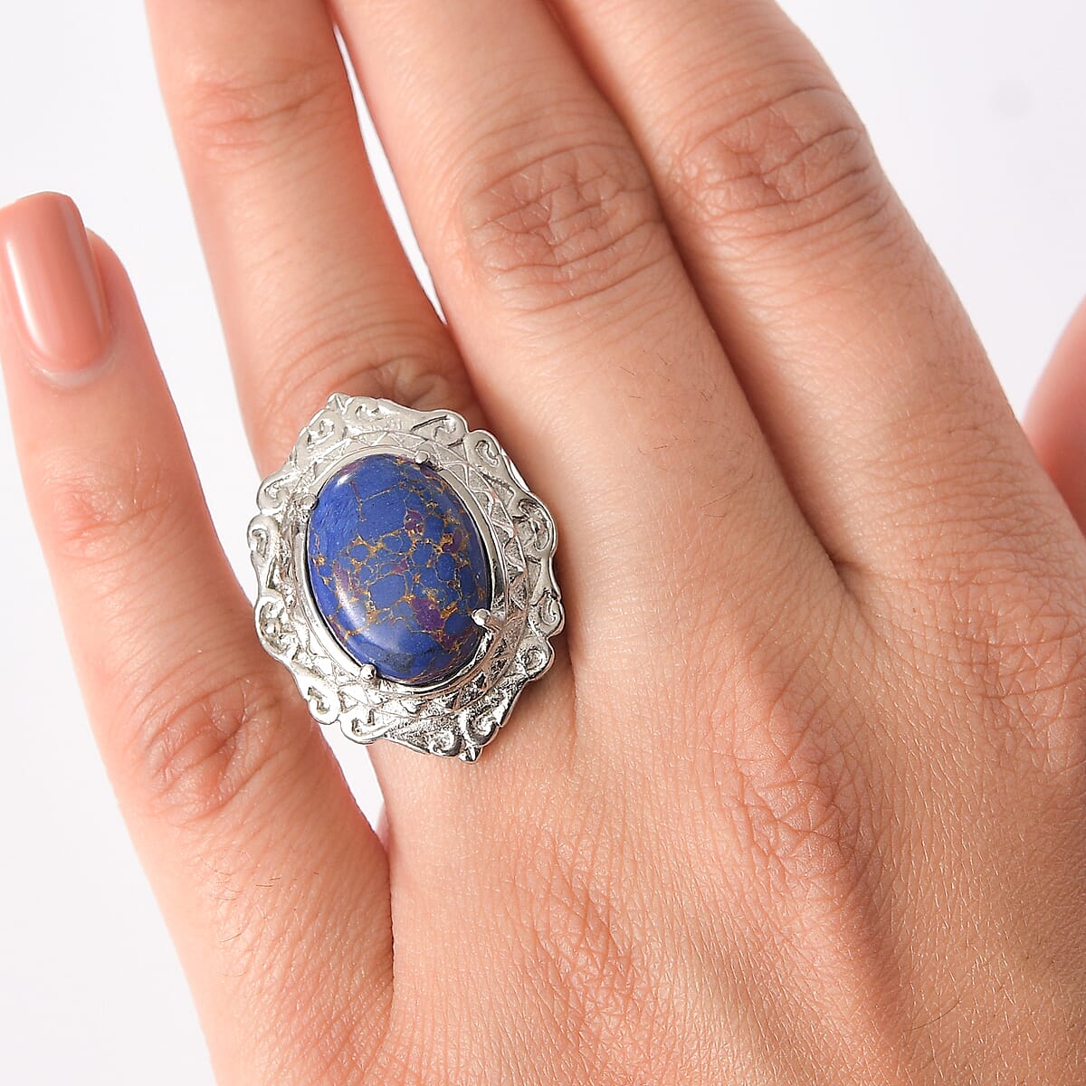 EverTrue Mojave Purple Turquoise Ring in Stainless Steel (Size 10.0) 7.60 ctw image number 2