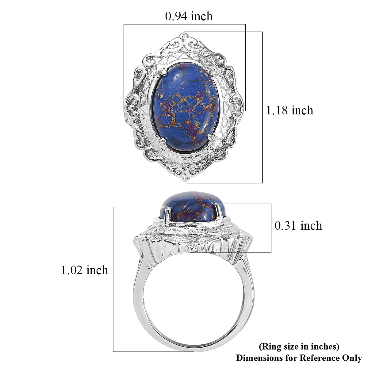 EverTrue Mojave Purple Turquoise Ring in Stainless Steel (Size 10.0) 7.60 ctw image number 5