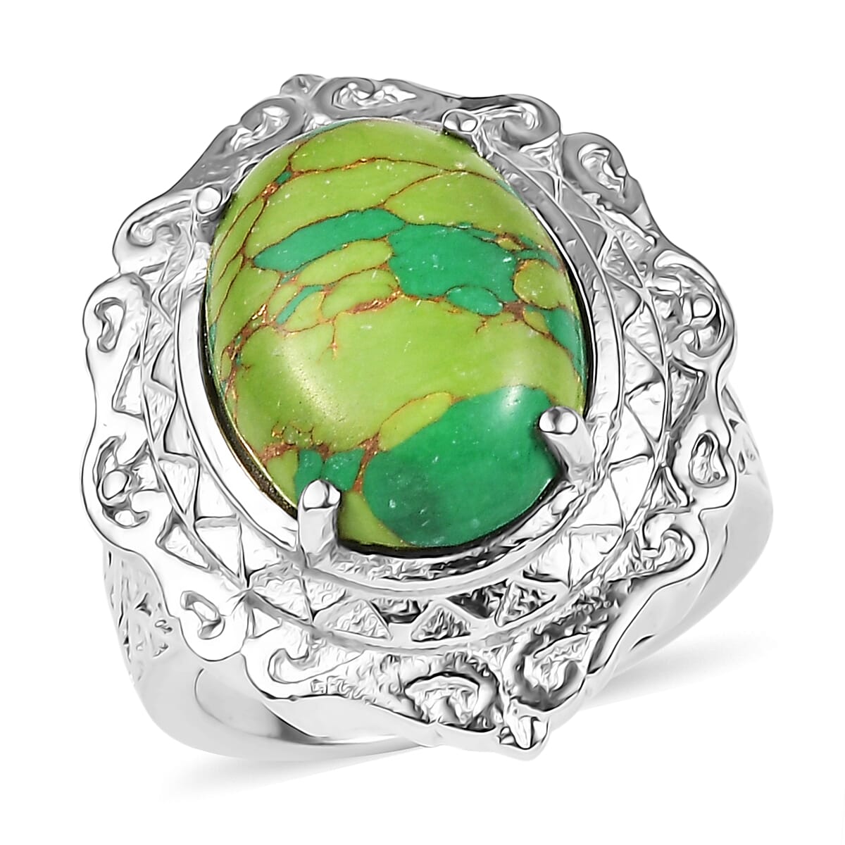 EverTrue Mojave Green Turquoise Ring in Stainless Steel (Size 6.0) 7.65 ctw