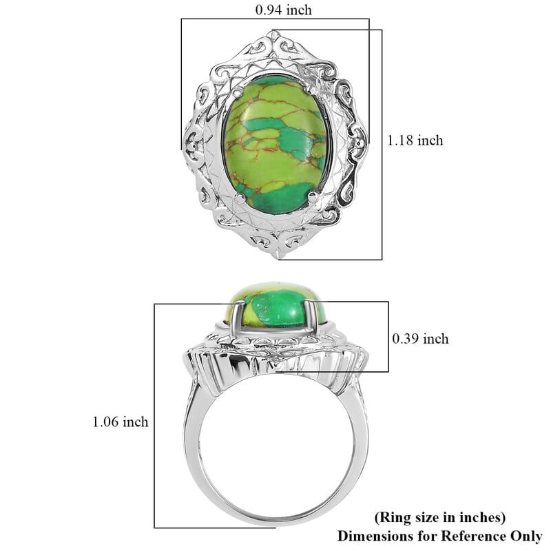EverTrue Mojave Green Turquoise Ring in Stainless Steel (Size 6.0) 7.65 ctw