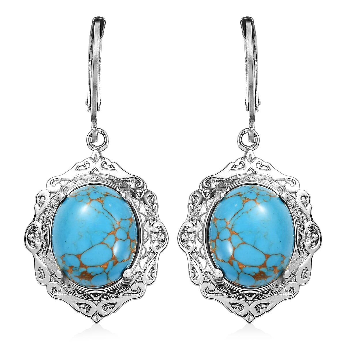 EverTrue Mojave Blue Turquoise 9.10 ctw Earrings in Stainless Steel
