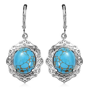 EverTrue Mojave Blue Turquoise 9.10 ctw Earrings in Stainless Steel