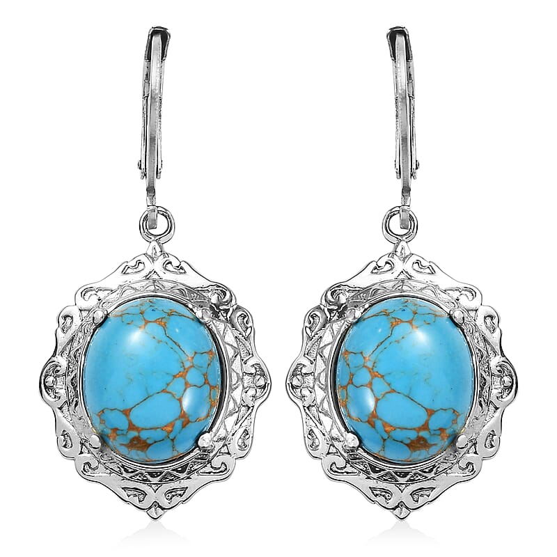 EverTrue Mojave Blue Turquoise 9.10 ctw Earrings in Stainless Steel