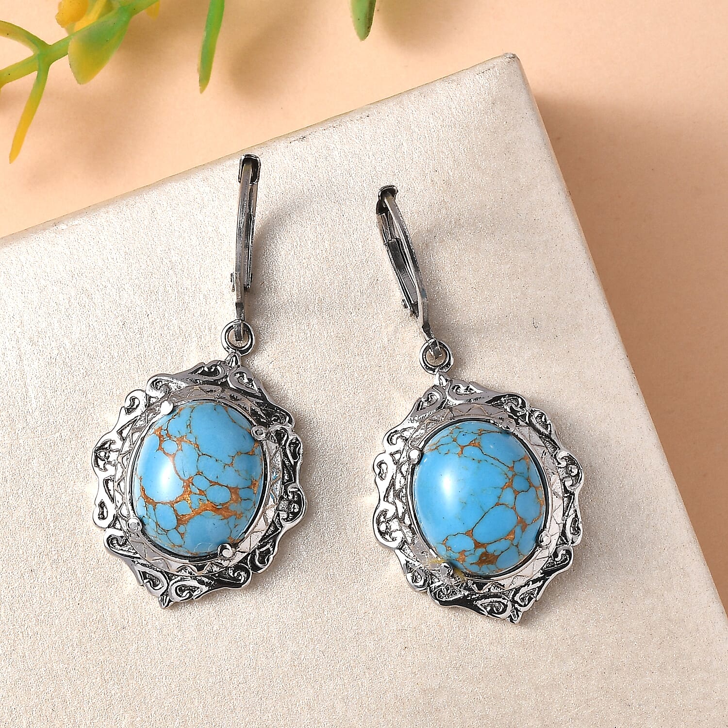 EverTrue Mojave Blue Turquoise 9.10 ctw Earrings in Stainless Steel