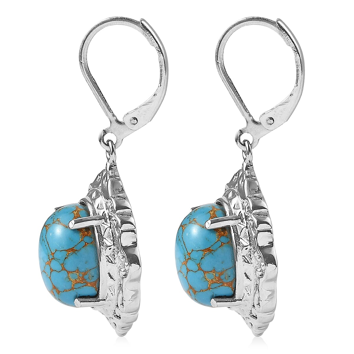 EverTrue Mojave Blue Turquoise Earrings in Stainless Steel 9.10 ctw image number 4