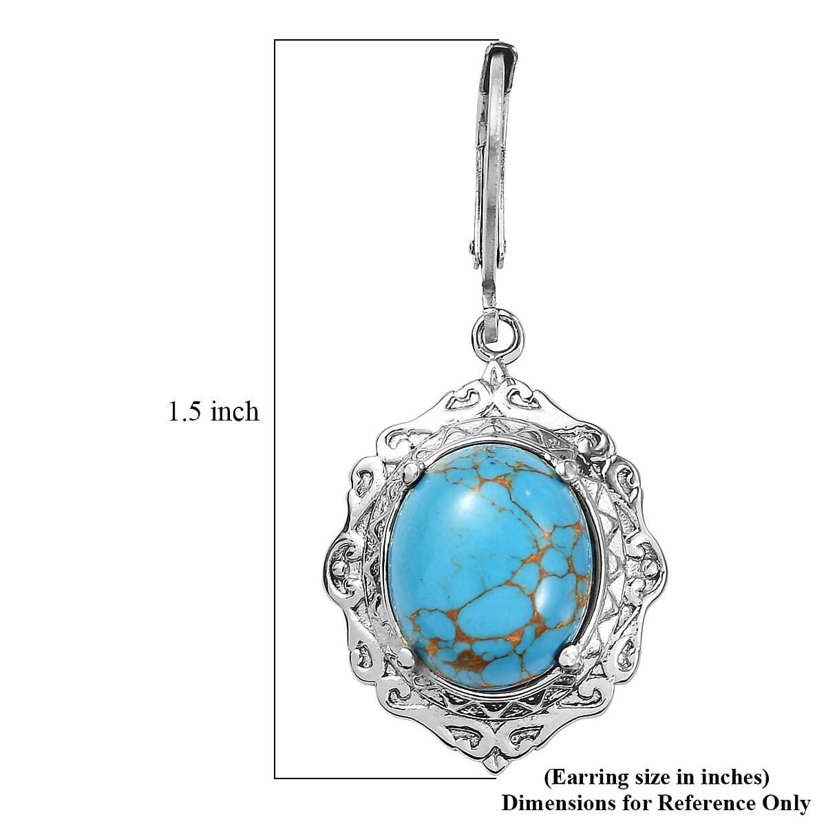 EverTrue Mojave Blue Turquoise Earrings in Stainless Steel 9.10 ctw image number 6