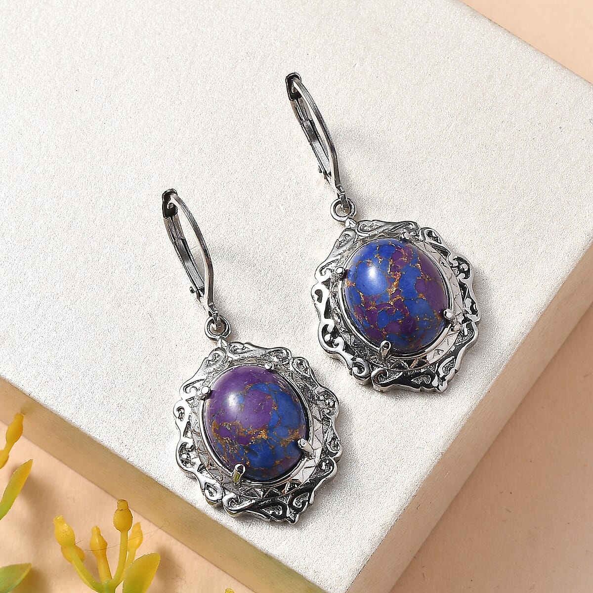 EverTrue Mojave Purple Turquoise 8.15 ctw Earrings in Stainless Steel image number 1