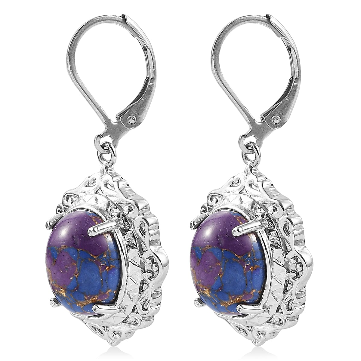 EverTrue Mojave Purple Turquoise 8.15 ctw Earrings in Stainless Steel image number 3