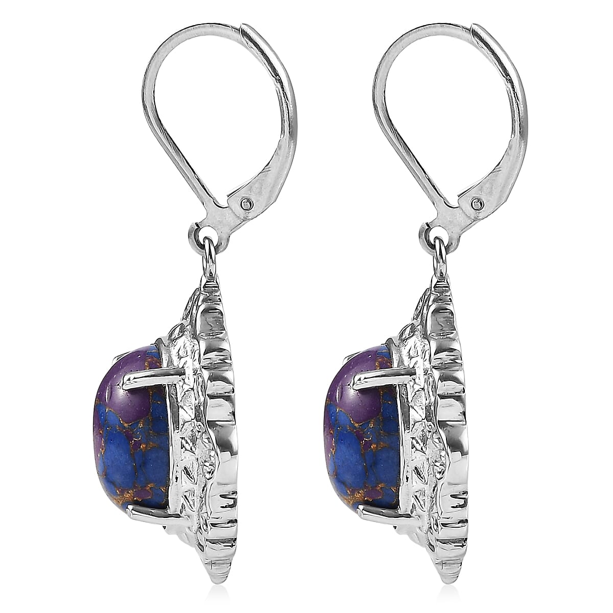 EverTrue Mojave Purple Turquoise 8.15 ctw Earrings in Stainless Steel image number 4