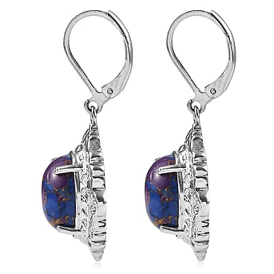 EverTrue Mojave Purple Turquoise 8.15 ctw Earrings in Stainless Steel