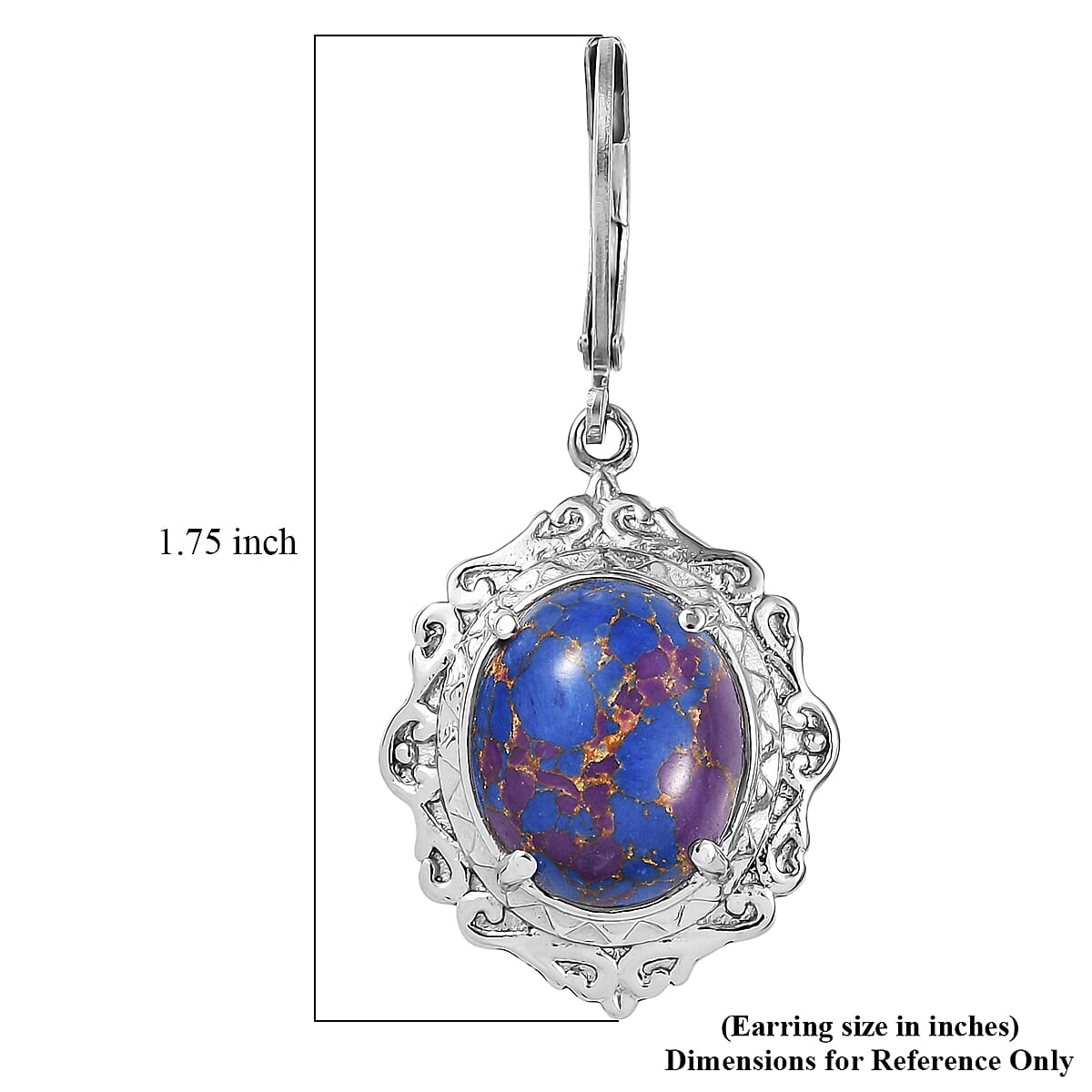 EverTrue Mojave Purple Turquoise 8.15 ctw Earrings in Stainless Steel image number 6