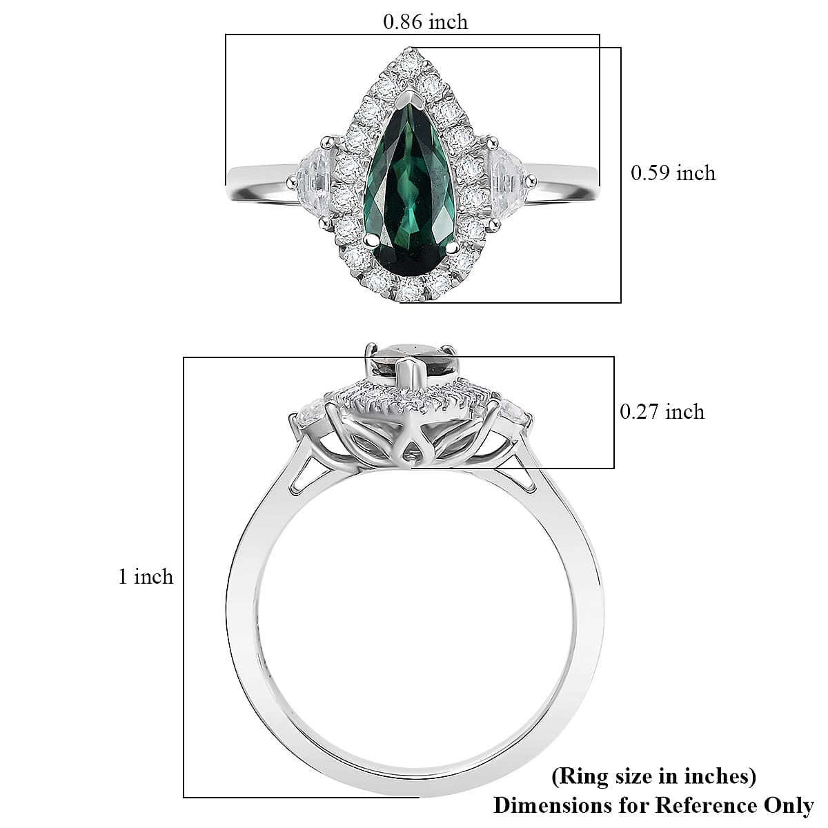D'Joy AAA Pirineu Lagoon Tourmaline, Moissanite Ring in Rhodium Over Sterling Silver (Size 10.0) 1.50 ctw image number 5