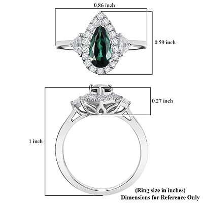 Certified & Appraised D'Joy AAA Pirineu Lagoon Tourmaline and Moissanite 1.50 ctw Ring in Rhodium Over Sterling Silver (Size 10.0)