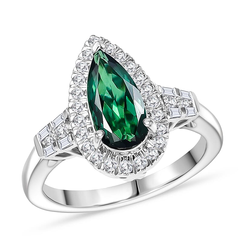 Certified & Appraised Rhapsody AAAA Pirineu Lagoon Tourmaline and E-F VS Diamond 1.45 ctw Ring in 950 Platinum (Size 10.0) 7 Grams