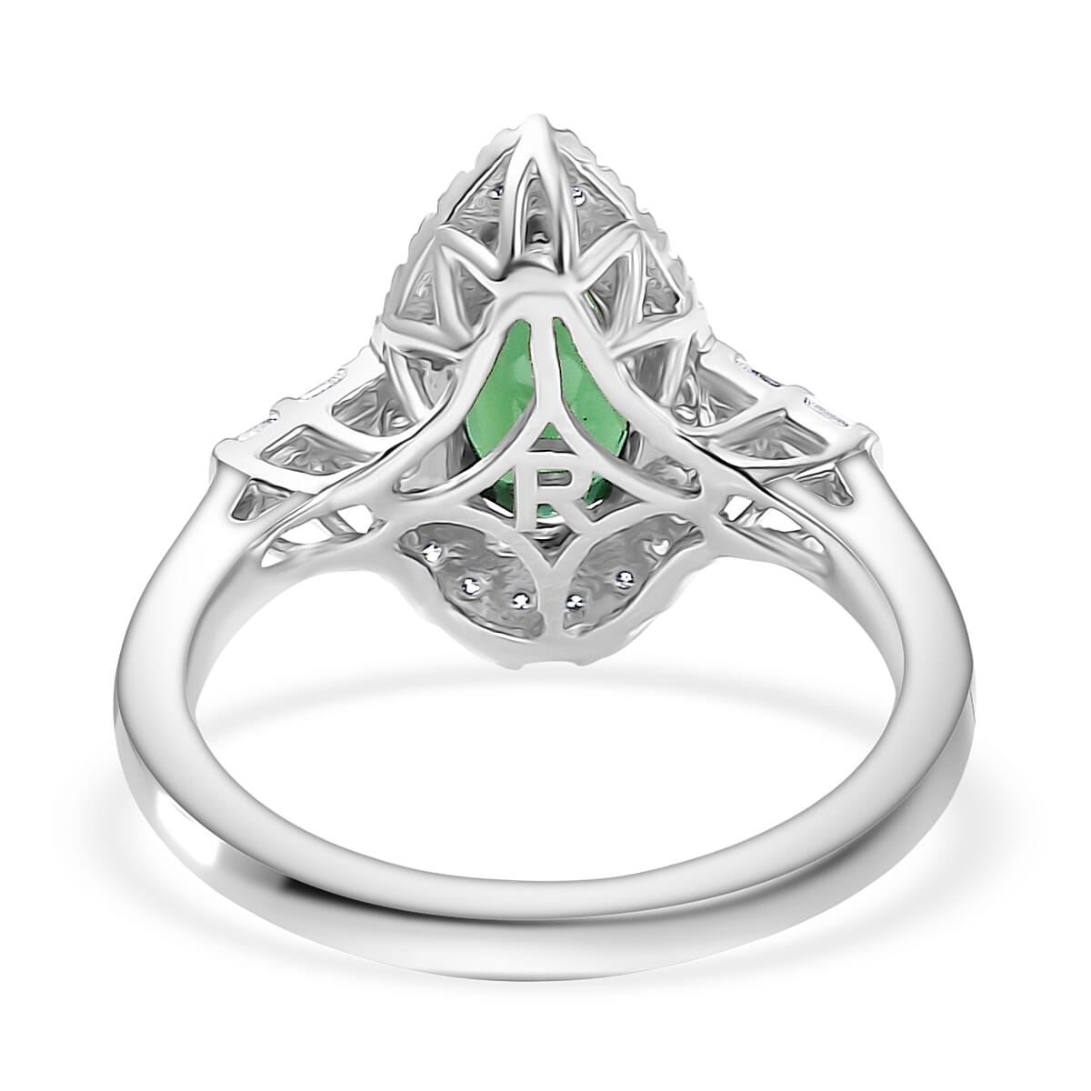 Doorbuster Certified & Appraised Rhapsody AAAA Pirineu Lagoon Tourmaline and E-F VS Diamond 1.45 ctw Ring in 950 Platinum (Size 10.0) 7 Grams image number 4