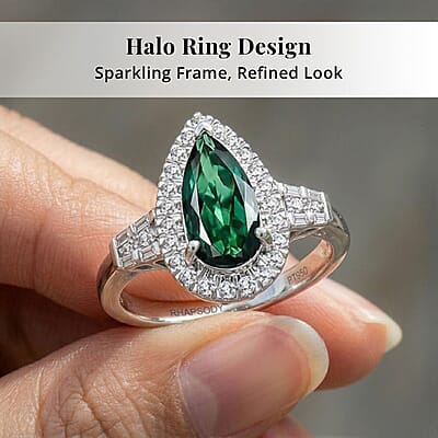 Certified & Appraised Rhapsody AAAA Pirineu Lagoon Tourmaline and E-F VS Diamond 1.45 ctw Ring in 950 Platinum (Size 10.0) 7 Grams