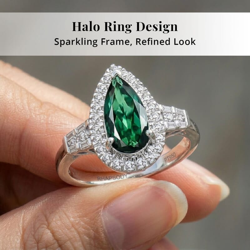 Certified & Appraised Rhapsody AAAA Pirineu Lagoon Tourmaline and E-F VS Diamond 1.45 ctw Ring in 950 Platinum (Size 10.0) 7 Grams