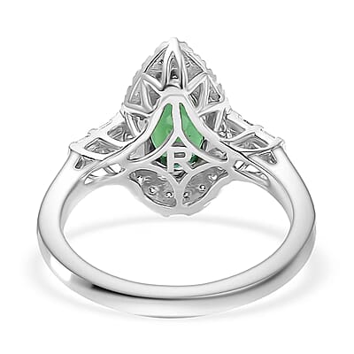 Certified & Appraised Rhapsody AAAA Pirineu Lagoon Tourmaline and E-F VS Diamond 1.45 ctw Ring in 950 Platinum (Size 10.0) 7 Grams