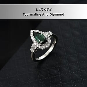  Certified & Appraised Rhapsody AAAA Pirineu Lagoon Tourmaline and E-F VS Diamond 1.45 ctw Ring in 950 Platinum (Size 11.0) 7 Grams