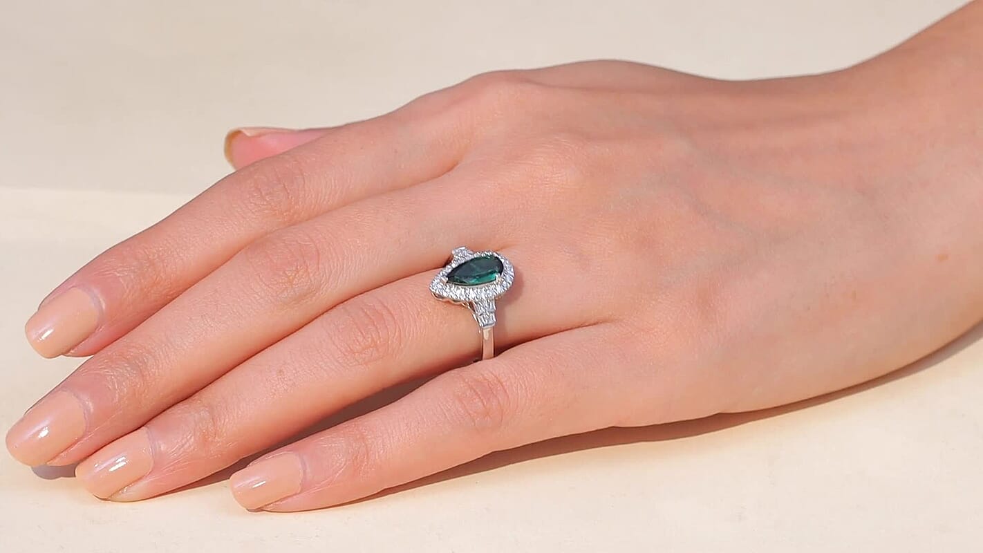 Certified & Appraised Rhapsody 950 Platinum AAAA Pirineu Lagoon Tourmaline, Diamond (E-F, VS) (0.32 cts) Ring (Size 10.0) (7 g) 1.45 ctw