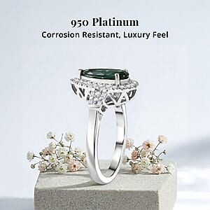  Certified & Appraised Rhapsody AAAA Pirineu Lagoon Tourmaline and E-F VS Diamond 1.45 ctw Ring in 950 Platinum (Size 7.0) 7 Grams