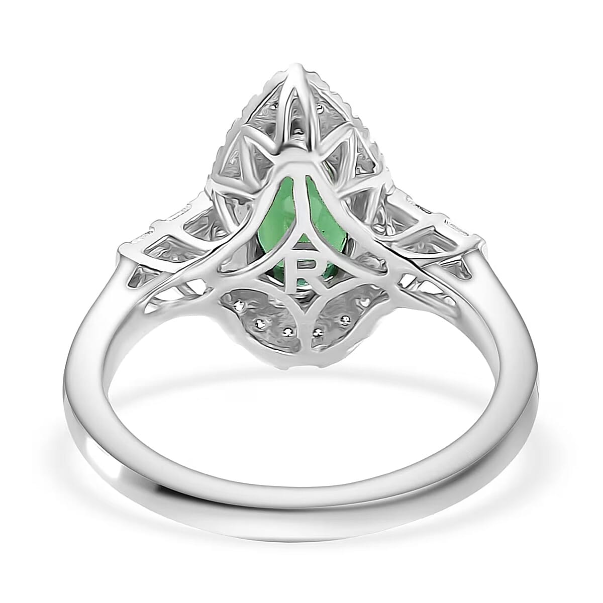  Certified & Appraised Rhapsody AAAA Pirineu Lagoon Tourmaline and E-F VS Diamond 1.45 ctw Ring in 950 Platinum (Size 8.5) 7 Grams image number 6