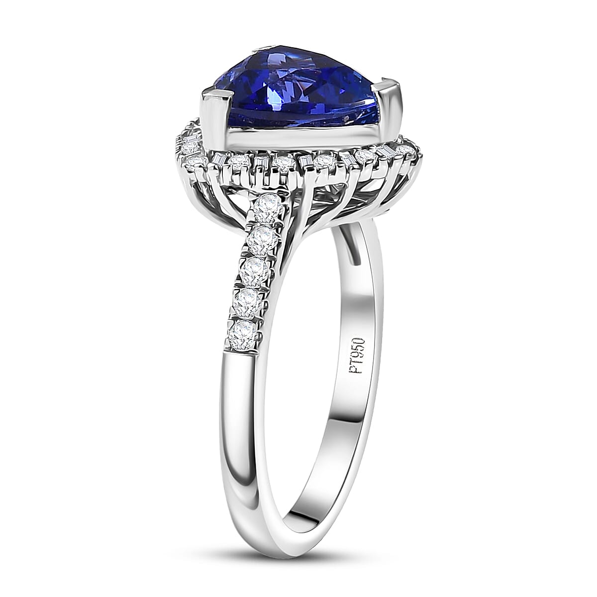 Doorbuster Certified & Appraised Rhapsody AAAA Tanzanite and E-F VS Diamond 3.54 ctw Ring in 950 Platinum (Size 10.0) 5.77 Grams image number 3
