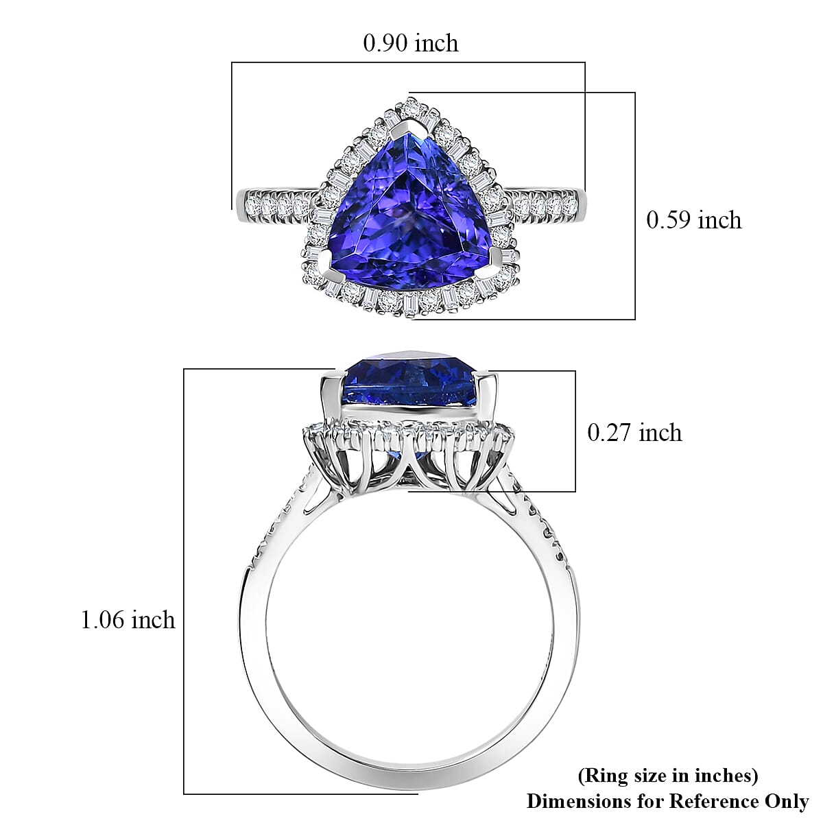 Doorbuster Certified & Appraised Rhapsody AAAA Tanzanite and E-F VS Diamond 3.54 ctw Ring in 950 Platinum (Size 10.0) 5.77 Grams image number 5