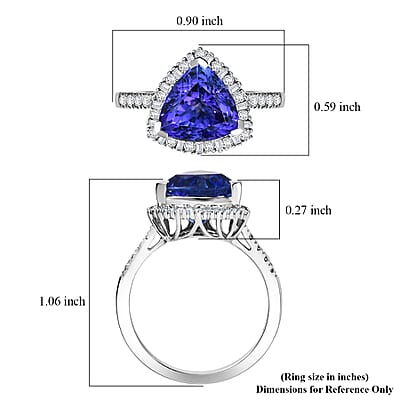 Certified & Appraised Rhapsody AAAA Tanzanite and E-F VS Diamond 3.54 ctw Ring in 950 Platinum (Size 10.0) 5.77 Grams