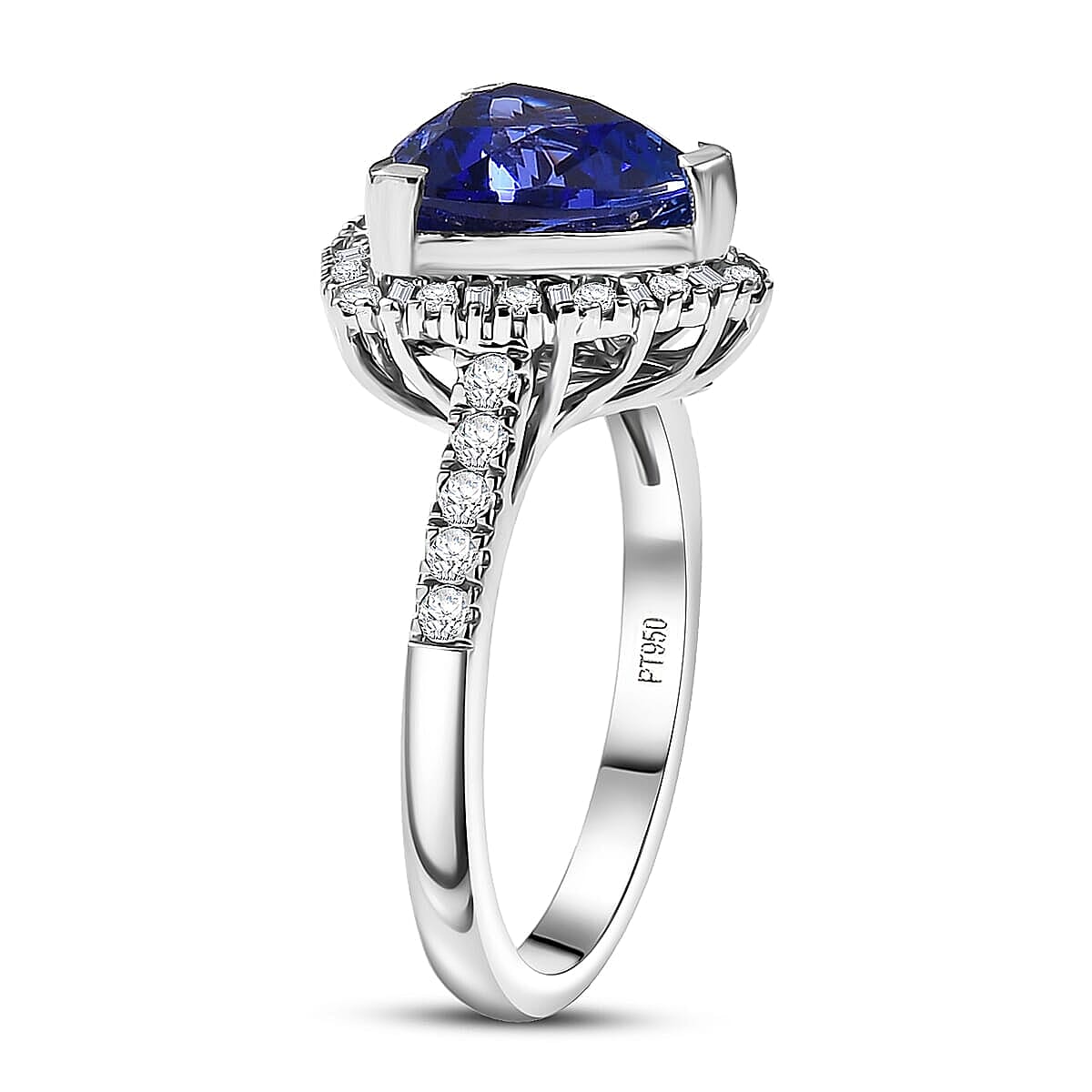 Certified & Appraised Rhapsody AAAA Tanzanite and E-F VS Diamond 3.54 ctw Ring in 950 Platinum (Size 5.0) 5.77 Grams image number 3