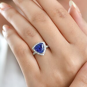 Doorbuster Certified & Appraised Rhapsody AAAA Tanzanite and E-F VS Diamond 3.54 ctw Ring in 950 Platinum (Size 6.0) 5.77 Grams