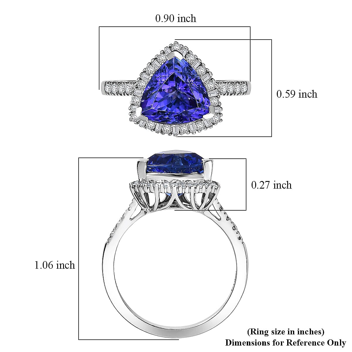 Certified & Appraised Rhapsody AAAA Tanzanite and E-F VS Diamond 3.54 ctw Ring in 950 Platinum (Size 7.5) 5.77 Grams image number 5