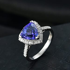 Certified & Appraised Rhapsody AAAA Tanzanite and E-F VS Diamond 3.54 ctw Ring in 950 Platinum (Size 8.5) 5.77 Grams