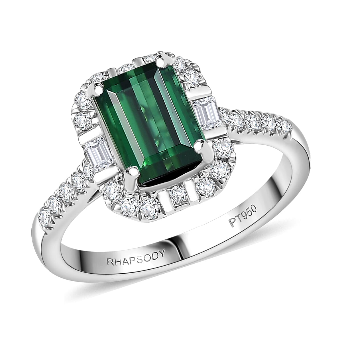  Certified & Appraised Rhapsody 950 Platinum AAAA Santa Rosa Tourmaline, Diamond (E-F, VS) (0.35 cts) Ring (Size 6.0) (5.5 g) 2.51 ctw image number 0