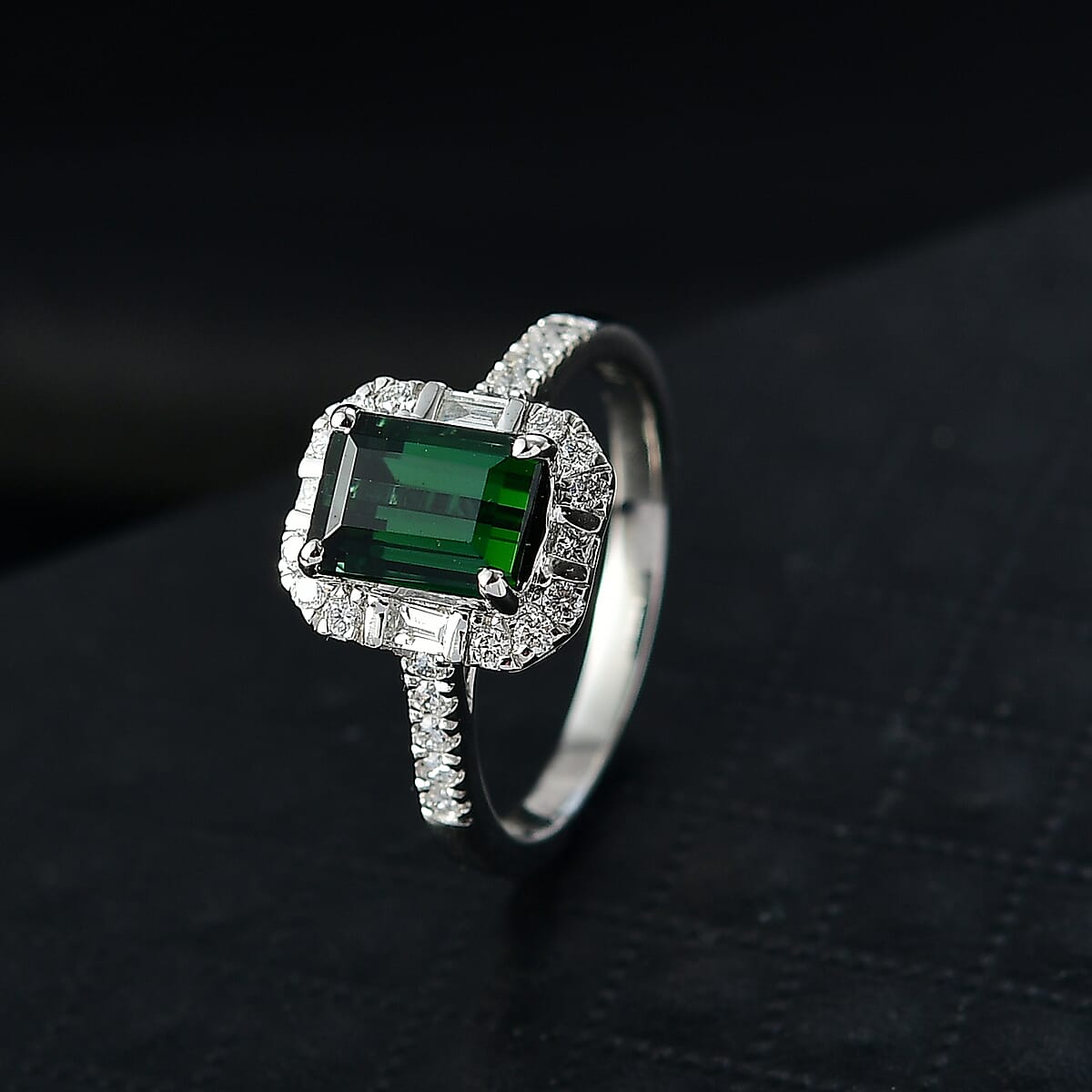  Certified & Appraised Rhapsody 950 Platinum AAAA Santa Rosa Tourmaline, Diamond (E-F, VS) (0.35 cts) Ring (Size 6.0) (5.5 g) 2.51 ctw image number 1