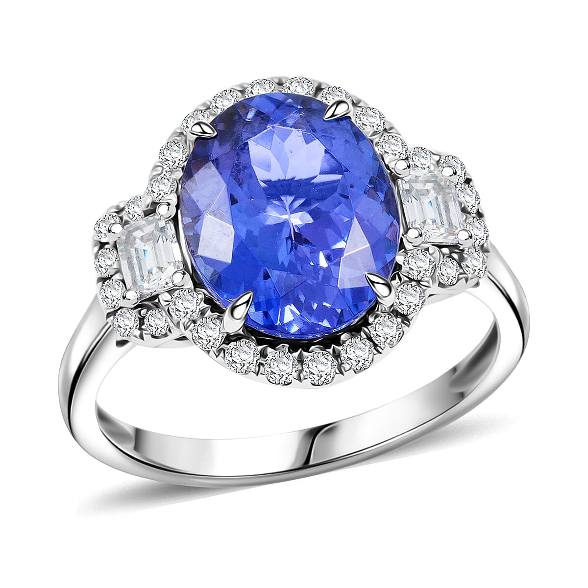 Modani 14K White Gold AAA Tanzanite, Diamond (VS2) (0.80 cts) Ring (Size 10.0) 4.41 ctw image number 0