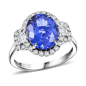 Doorbuster Modani AAA Tanzanite and VS2 Diamond 4.40 ctw Ring in 14K White Gold (Size 10.0)