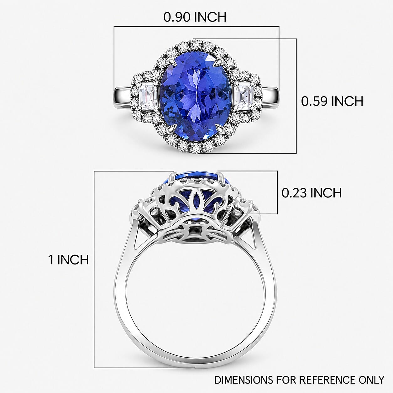 Modani AAA Tanzanite and VS2 Diamond 4.40 ctw Ring in 14K White Gold (Size 11.0)
