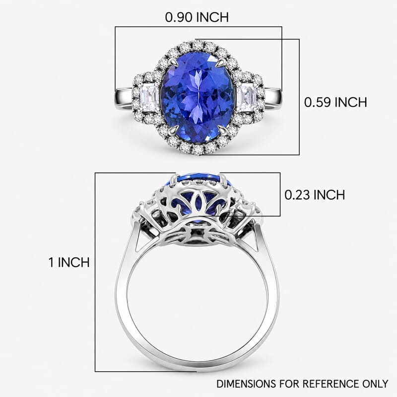 Modani AAA Tanzanite and VS2 Diamond 4.40 ctw Ring in 14K White Gold (Size 12.0)