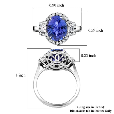 Modani AAA Tanzanite and VS2 Diamond 4.40 ctw Ring in 14K White Gold (Size 5.0)