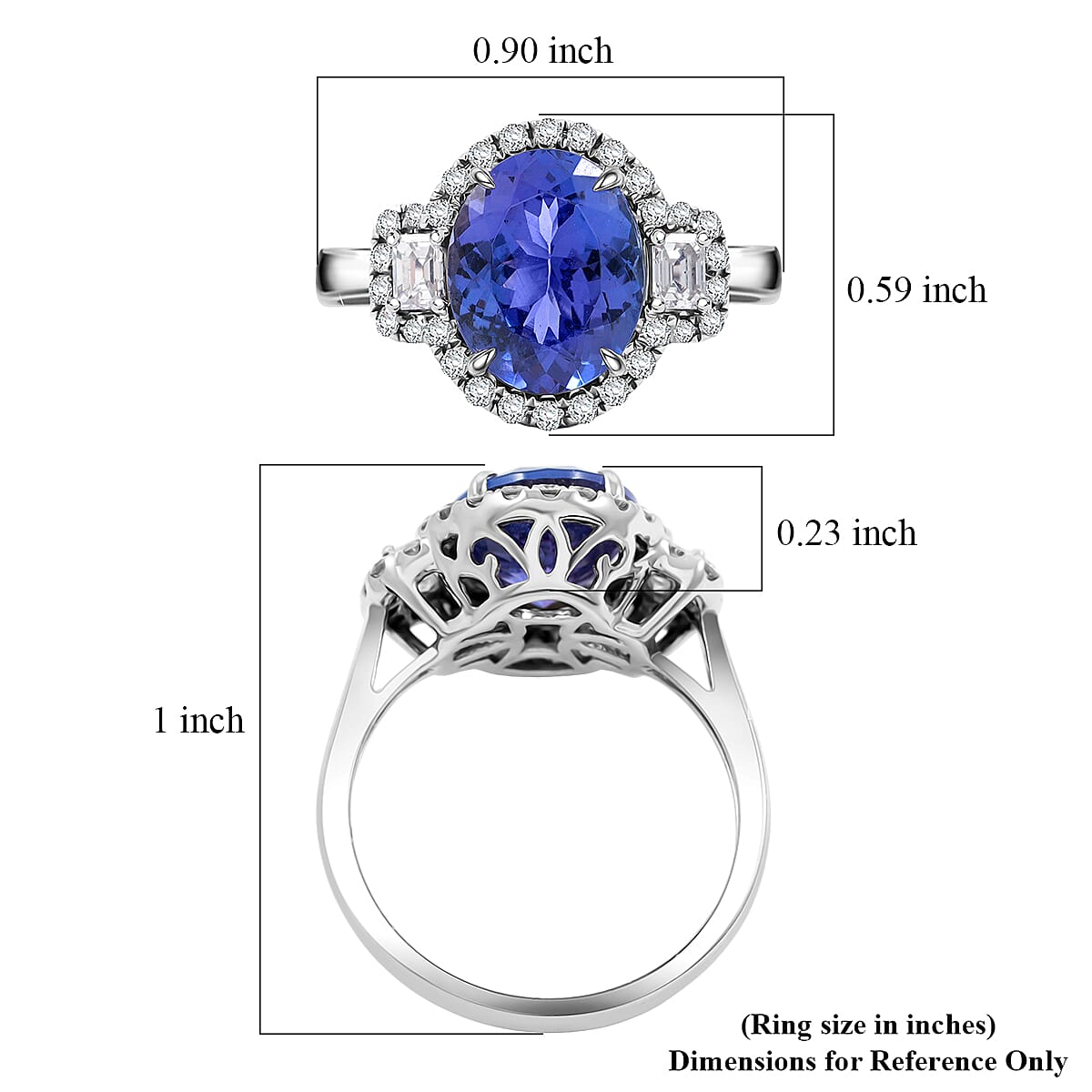 Doorbuster Modani AAA Tanzanite and VS2 Diamond 4.40 ctw Ring in 14K White Gold (Size 6.0) image number 5