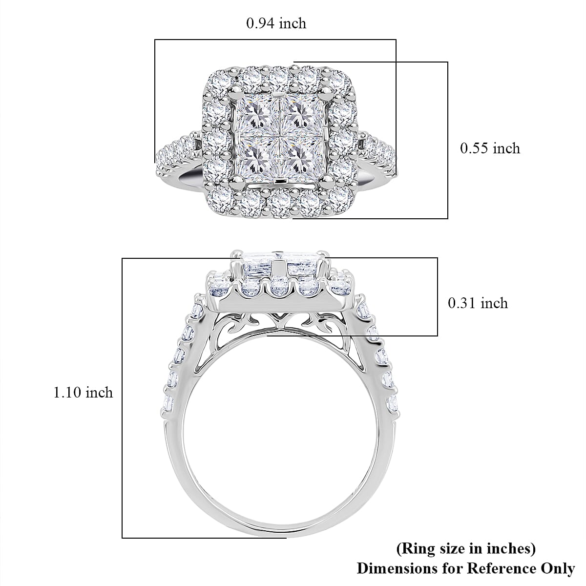 Diamond G SI 4.00 ctw Ring in 10K White Gold (Size 6.0) 4.80 Grams image number 5